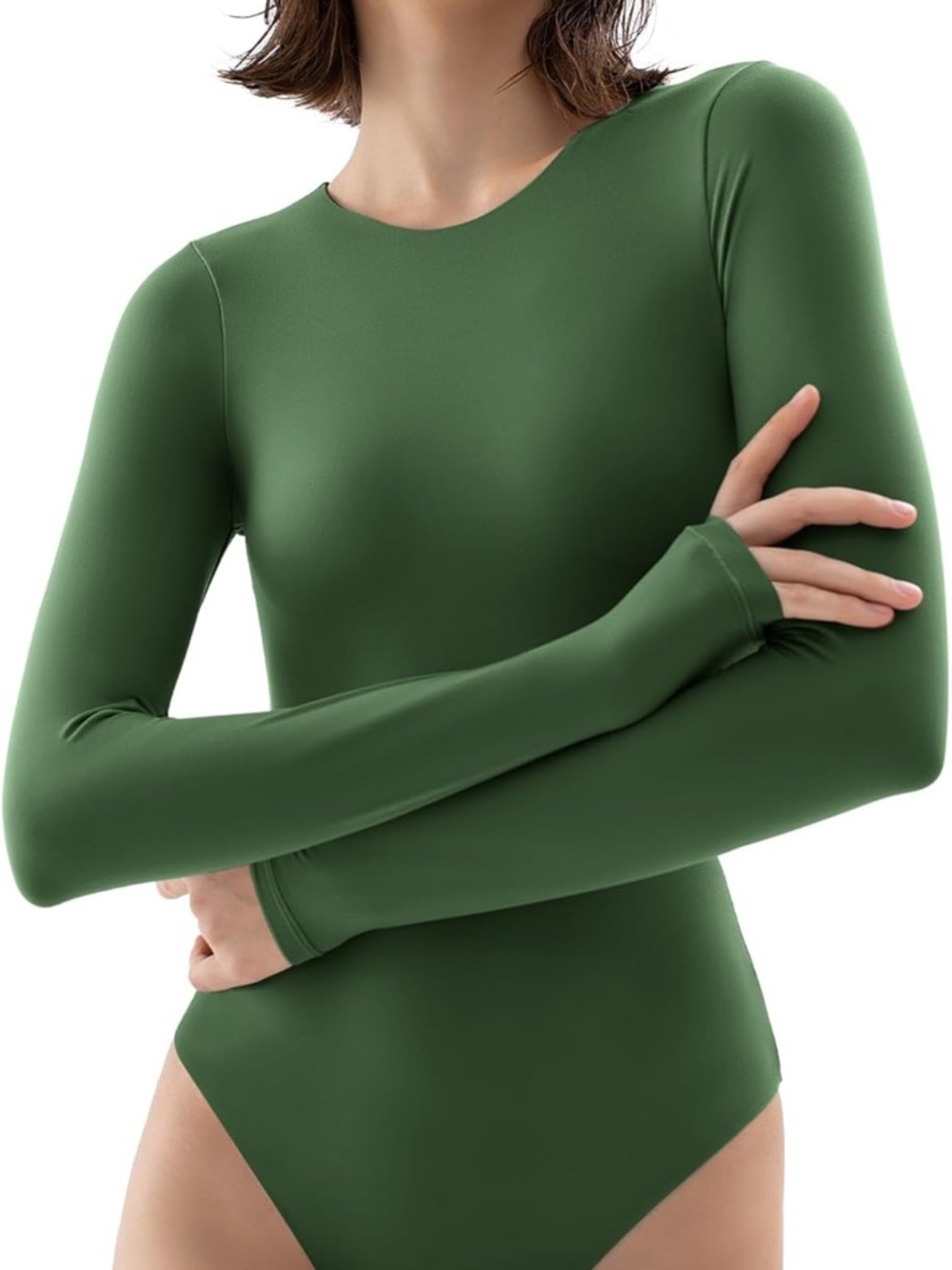 Pumiey Classic Long-Sleeve Green Women's Bodysuit